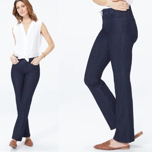 NYDJ NWT Dark Wash Indigo High Rise Billie Mini Bootcut Jeans Women's Size 16 - Picture 1 of 15